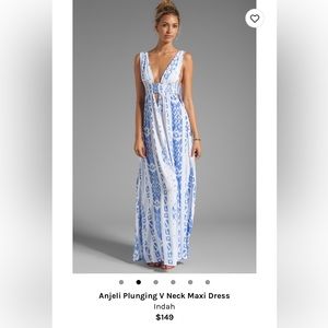 Indah Angeli plunging v-neck maxi dress